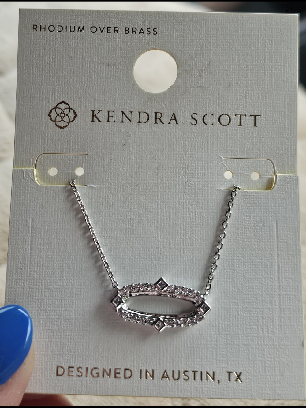 Kendra Scott Silver Pave Oval Pendant Necklace - Silver